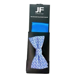 J.Ferrar Baby Blue Bow Tie and Pocket Square NWT